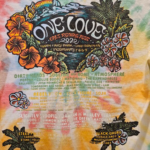 One Love Cali Raggae Fest Tie Dye T-Shirt Size Medium - Picture 4 of 5